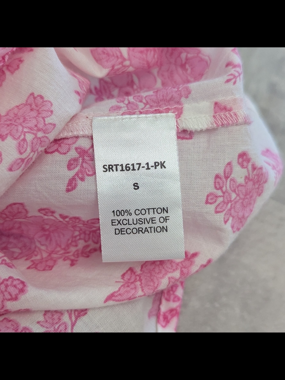 THML S Pink White Floral Embroidered Puff Sleeve Mock Neck Blouse Boho Preppy - Picture 6 of 6